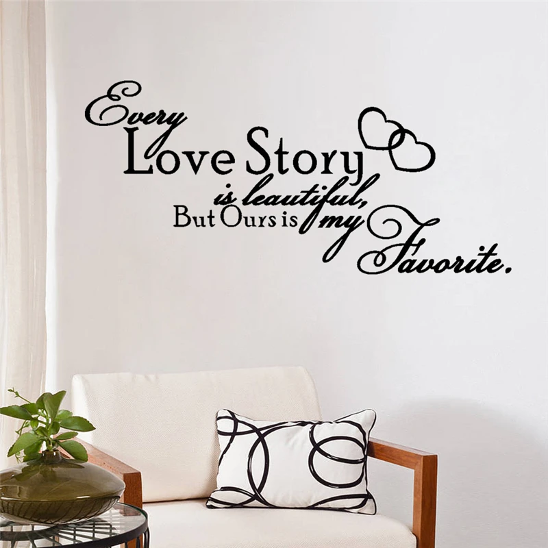 Every Love Story Is Beautiful But Ours My Favorite Quotes Wall Art Stickers Home Decor Living Room Vinyl Decals | Дом и сад