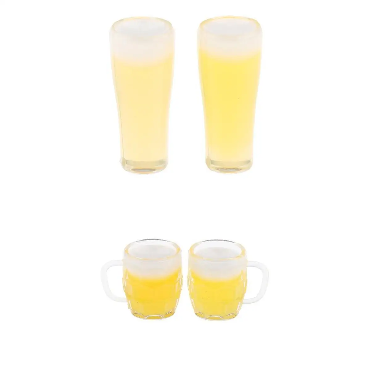 

2 Pairs Wine Glasses Drinking Container Beer Mugs Cups Set for 1:12 Scale Dollhouse Tableware Cups Pub Bar Furniture Accessory