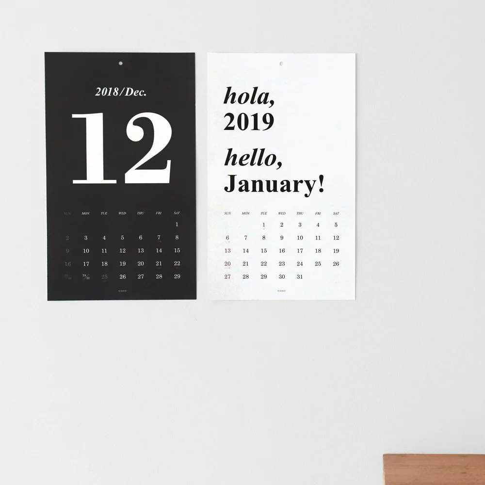 

2019 Poster Calendar Basic Fashion Wall Paper Calendar Gift 25*41.8cm