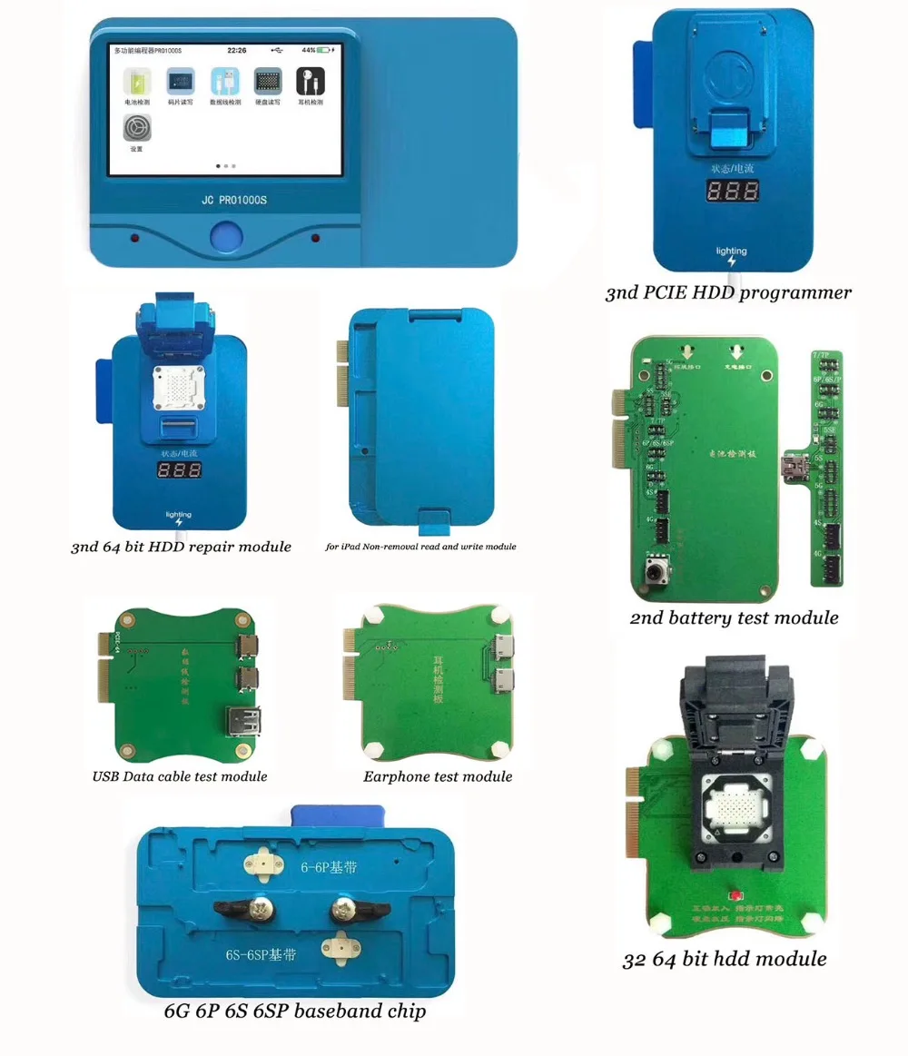 

Pro1000 logic baseband CHIP PCIE NAND Programmer hard disk read write for iPhone 8G 8P X 7 7p 6s 6 5s 4s Battery data cable test