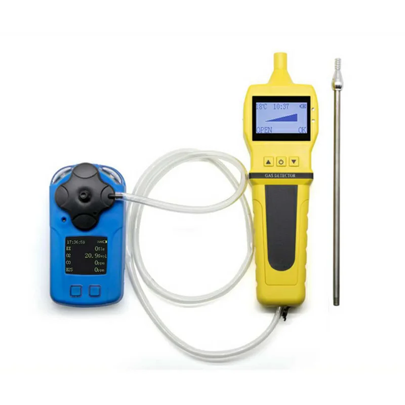 4 в 1 O2 H2S CO детектор утечки горючих газов с насосом-пробоотборником кислорода, окиси углерода, анализатор качества воздуха, монитор