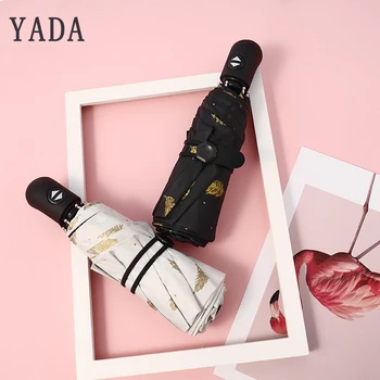 

YADA Five Fold Mini Pocket Automatic Umbrella For Women Men Anti-UV Umbrellas Feather Pattern Folding Rainy Umbrella Gifts YD202