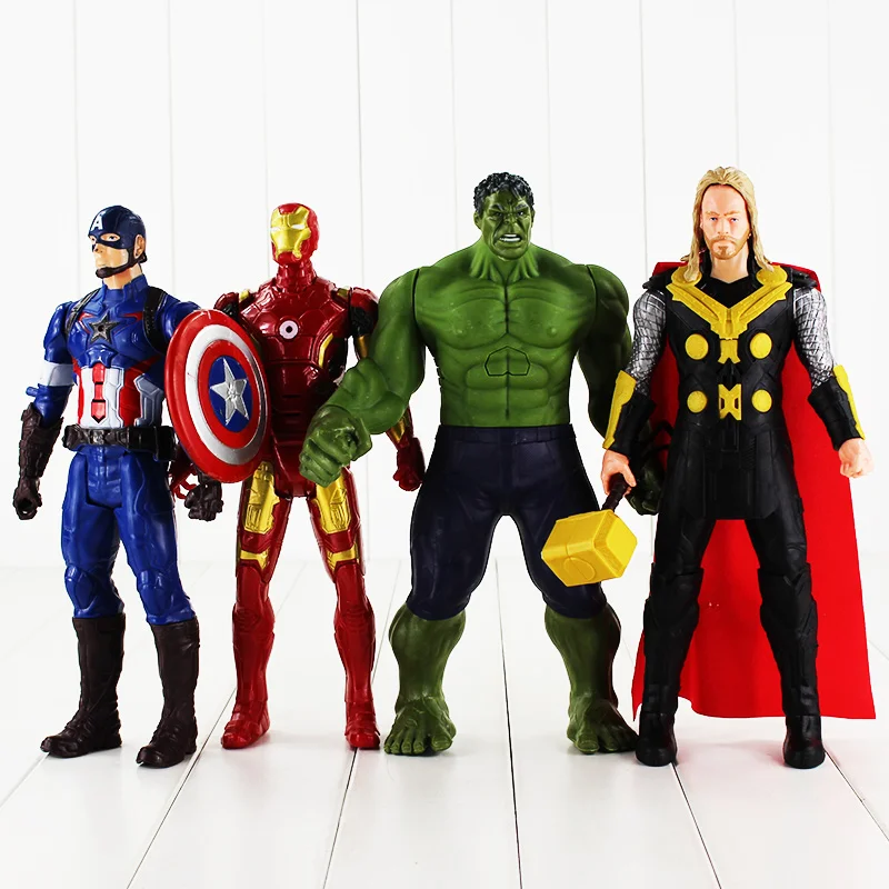 1Pcs Retail Fullset 4Style 30cm the Iron man X man Captain America Thor PVC Figure Toy