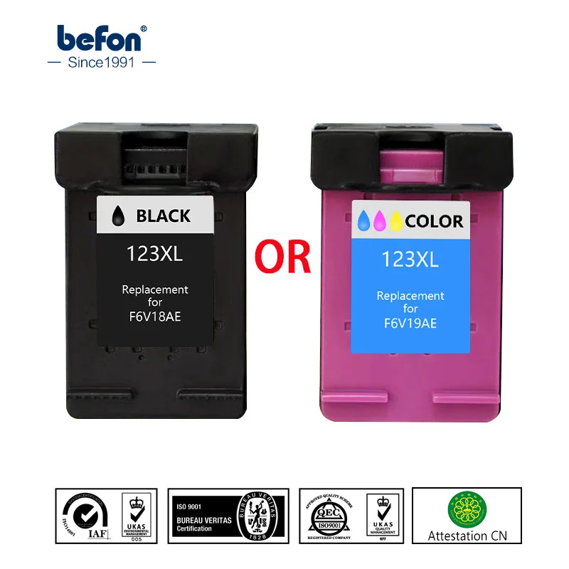 Vente Befon Reconditionnée 123 XL Cartouche D encre De Remplacement pour HP123 HP 123 pour Deskjet 1110 2130 2132 2133 2134 3630 3632 3637