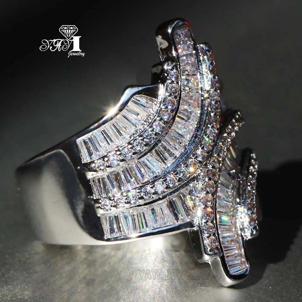 Wedding Rings Engagement Rings YaYI Jewelry Fashion Princess Cut 4.4 CT White Zircon Silver Color Engagement Rings wedding Rings Party 643
