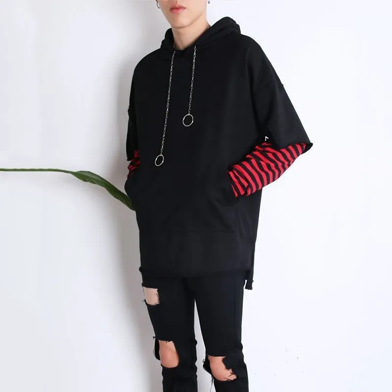 Goedkoop Hoodies mannen Hoodie Nep Tweedelige Hoodies Lente Ringen Sweatshirt Harajuku Vrouwen Mannen Hip Hop Winter Camouflage Herfst trui