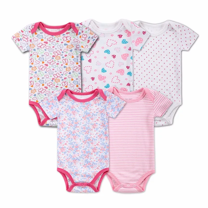 New Style Baby Bodysuits 5 Pcslot Newborn Jumpsuit Baby Girl's Bodysuit Short Sleeves Bebe Body Baby Clothing Set Mother Nest (5)