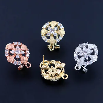 

Clip Back Earrings Post with Loop Connector Micro Paved Zircon CZ Filigree Metal Findings DIY Ethiopian Bridal Earrings Gold Plt