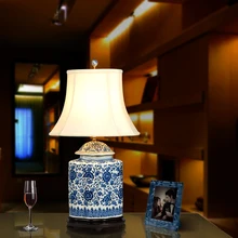 Винтажная китайская спальня для гостиной, свадебная настольная лампа Цзиндэчжэнь, фарфоровая Керамическая Настольная лампа, художественная фарфоровая настольная лампа