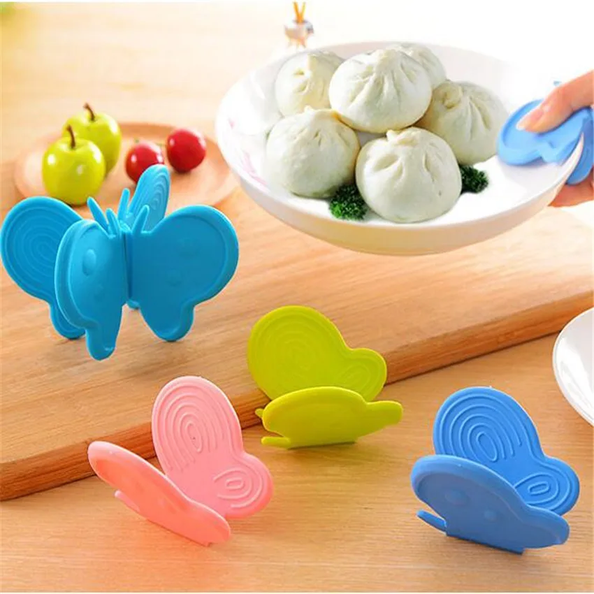 

2Pcs Kitchen Oven Baking Anti-Heat High Temperature Non-Slip Clamp Butterfly Silicone Clip Oven Mitts tools