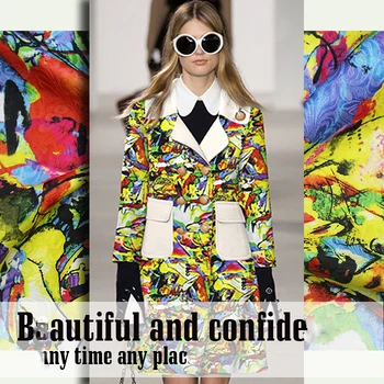 

Autumn and winter high-end French imported multi-color jacquard multi-color beautiful colorful coat handmade custom fabric