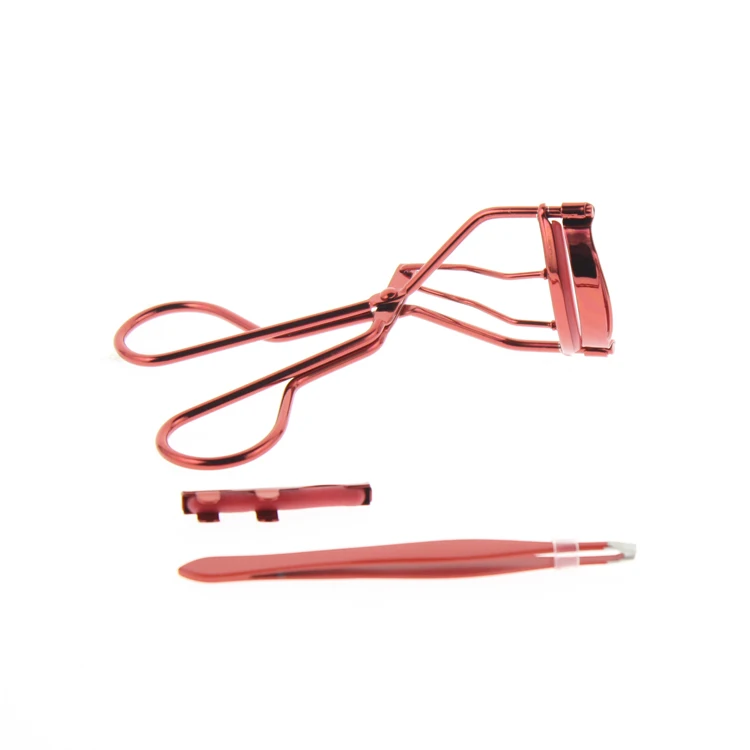 Red Curler With Pad And Tweezer Set Metal Best Top Rated Professional