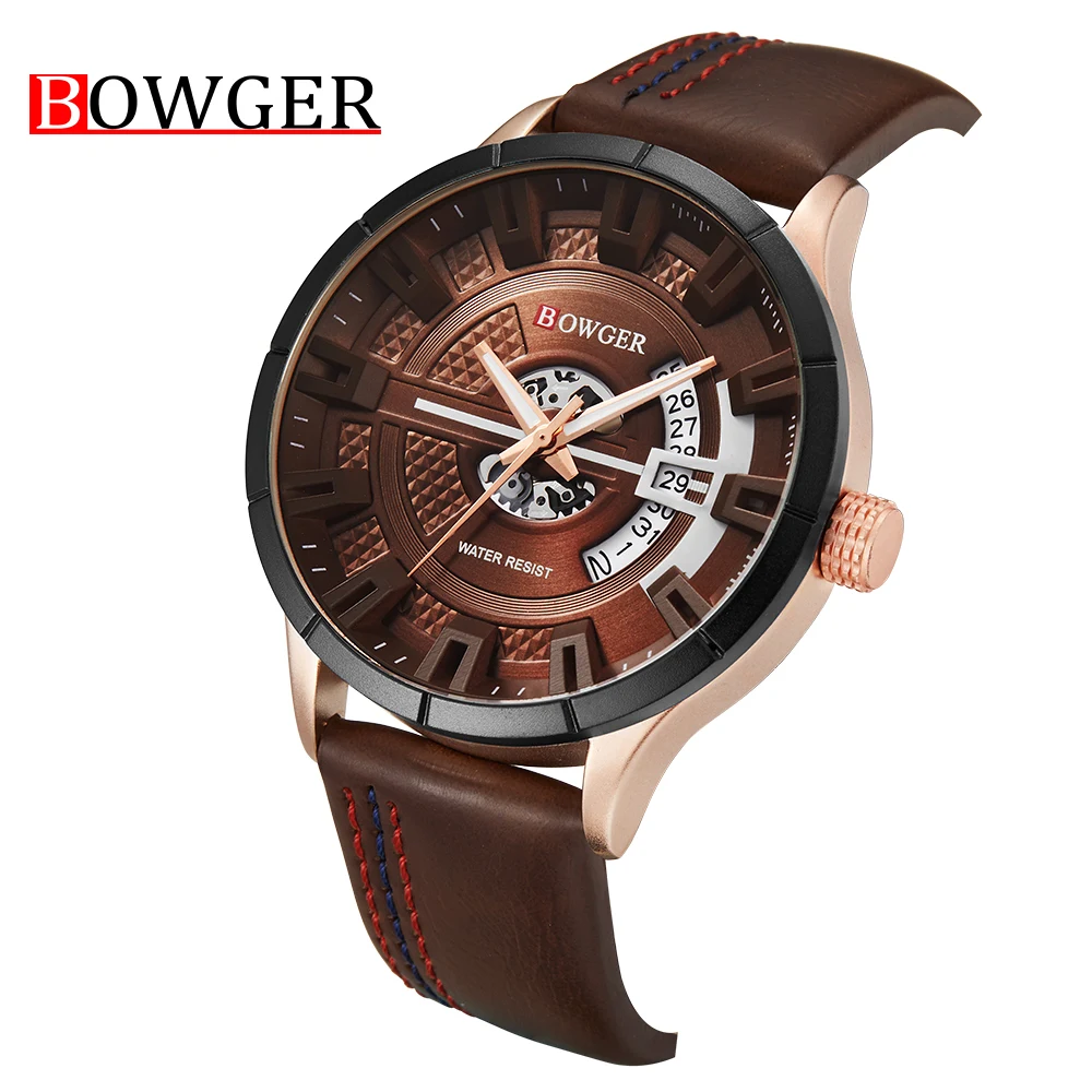 

Bowger Luxury Brand Fashion Mesh Steel Mens Quartz Watch 24 Hour Date Clock Male Sport Military Wristwatches Relogio Masculino