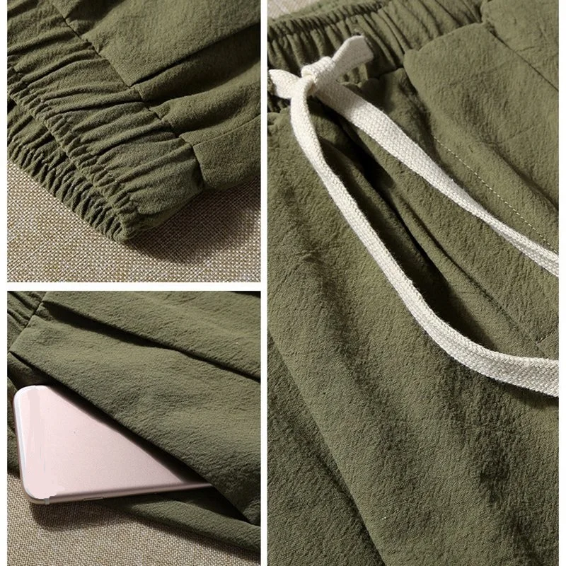 Мужские брюки карандаш 9XL 10XL в китайском стиле льняные свободного покроя размера