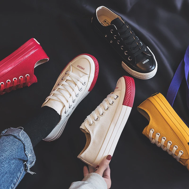 Sapatas da Moda da Lona Sapatos de Lona Cor para Mulheres Mulher Primavera Nova Moda Doce Sapatos Casuais Apartamentos Sapatilhas 2020