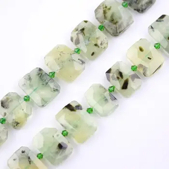 

Full strand Faceted Prehnites Quartz Loose Beads Slice Pendant,20x25mm Natural Quartz Crystal Cut Slab Charms Necklace for Women