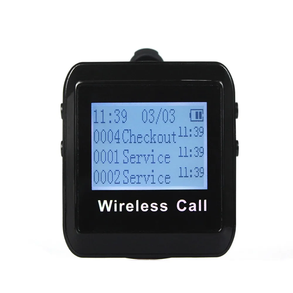 Clearance Wireless Pager System Call Restaurant Equipments Waiter 2pcs Wrist Watch Receiver+ 30pcs Call Transmitter Button 433MHz 2