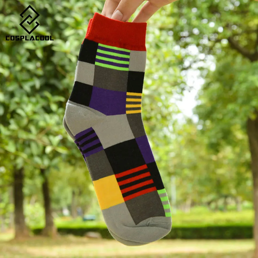 [COSPLACOOL] Новый Цвет ful Для мужчин хлопковые носки Happy Socks Цвет сетки трубки смешные носки британский стиль Meias Calcetines Hombre