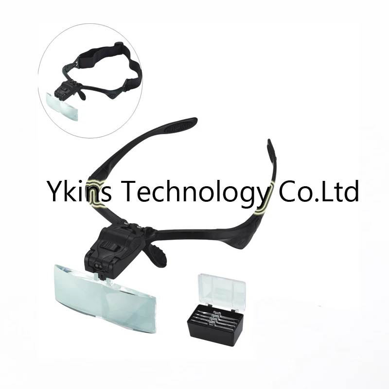 

Headband Magnifying Glass Eye Repair Magnifier 2 LED Light 1.0/1.5/2.0/2.5/3.5X 5PC Glasses Loupe Optical lens jeweler watchmak