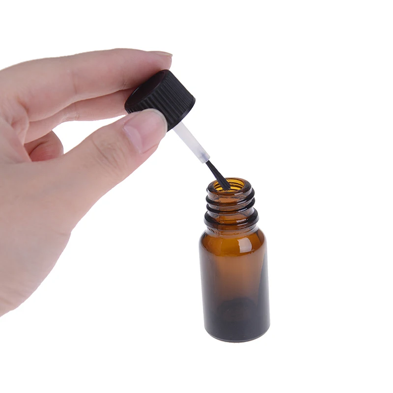 

1pc Empty Cosmetic Containers Nail Glass Bottles Brown Glass Nail Polish Bottle Empty With A Lid Brush With Brush 5/10ML