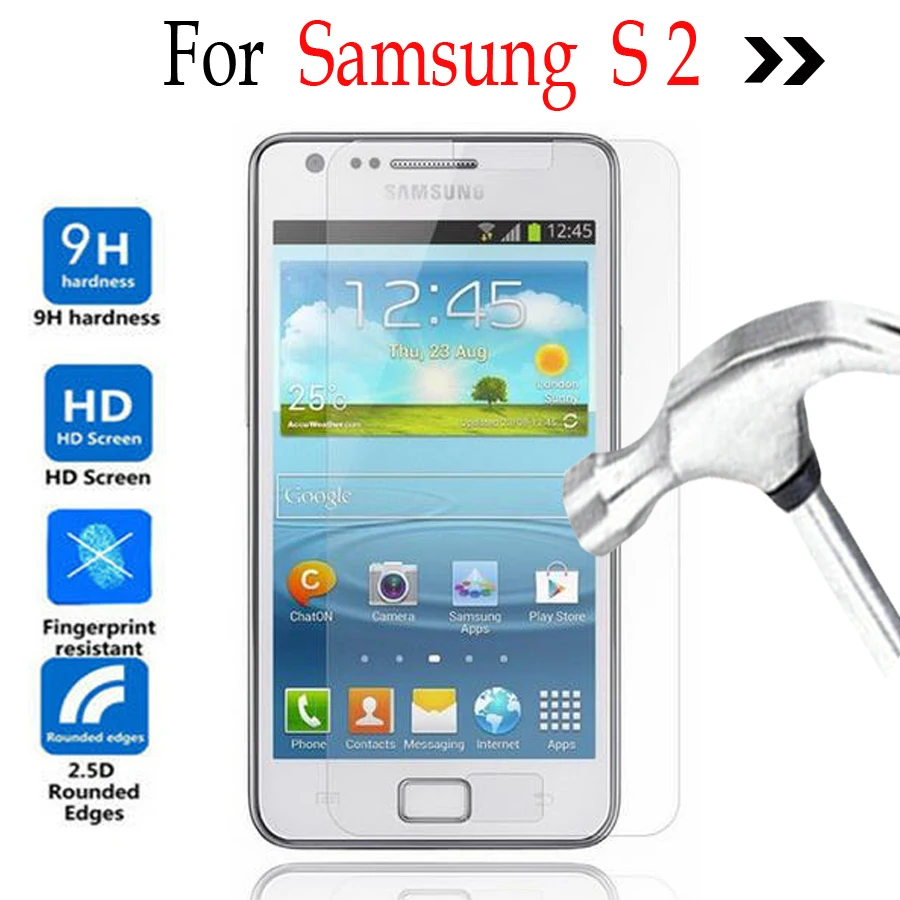 

For Samsung Galaxy S2 S II SII Tempered glass Screen Protector Cover On Samsung Galaxy S 2 i9100 I9105 Protective Film 2.5D 9H