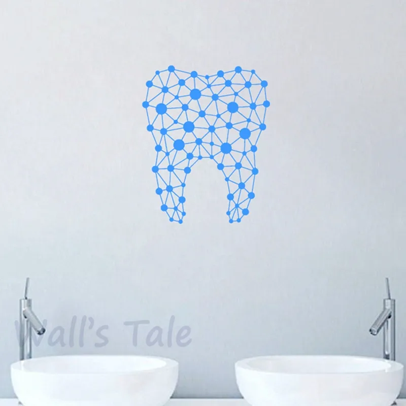 Adesivo Murale Dente Con Set Da 6 Dimensioni – Wall Sticker Blu Scuro 40x22 Cm – Rimovibile E Riutilizzabile Per Pareti, Vetro, Piastrelle – Con Adesivo Di Prova - 4