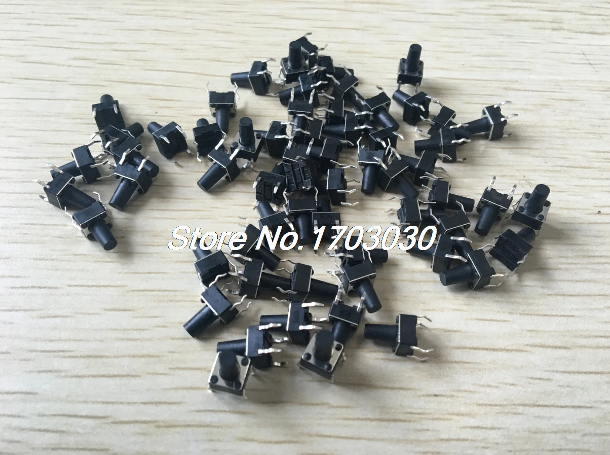 

100 Pcs 6 x 6mm x 9mm PCB Momentary Tactile Tact Push Button Switch 4 Pin DIP