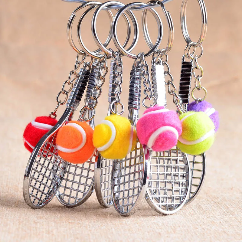 12pcs-lot-Alloy-Key-Chains-Tennis-Ball-Racket-Multiple-Color-Casual-Sporty-Style-Men-Women-Teenager