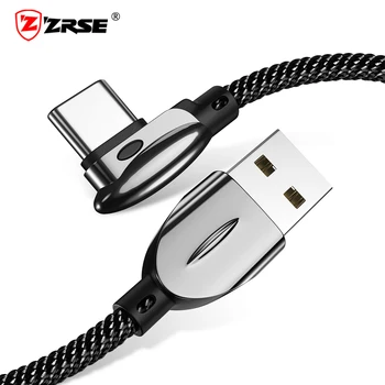 

ZRSE Type C Cable For Samsung a50 3A Fast Charging 90 Degree Elbow Data Sync USB Cable For Huawei Xiaomi Redmi Charger Cord