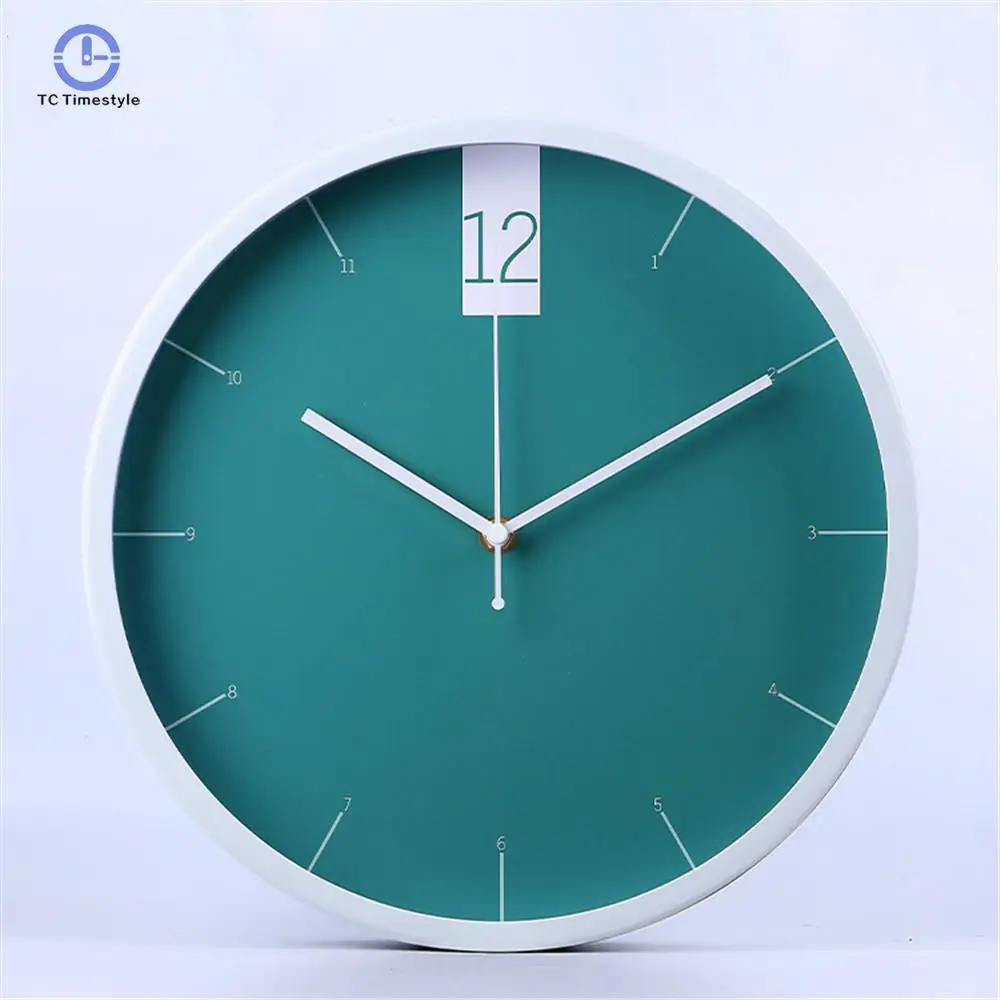 Silently Quartz Mute Needle Wall Clock For Decor Minimalist Green Wall