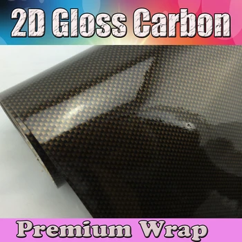 

High Glossy Film 2D Carbon Fiber Film DIY Vinyl Film Auto Wrapping Waterproof Coving Film With Air Drain 1.52X30