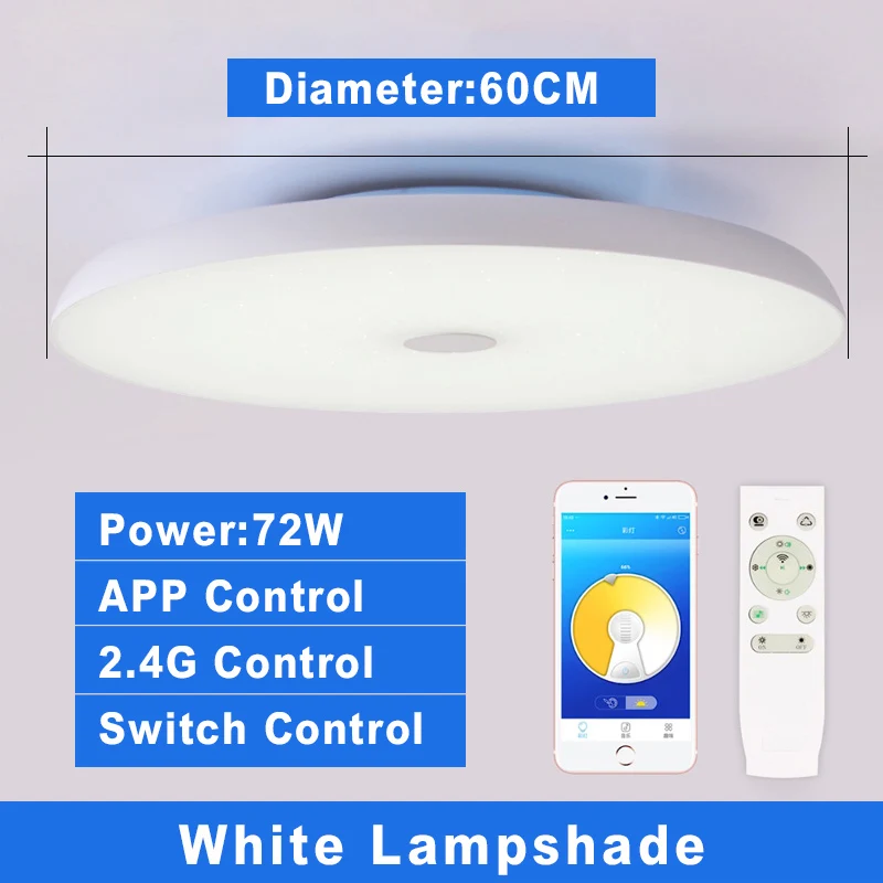 Современные светодиодные потолочные лампы с регулируемой яркостью 36 Вт 48 Вт 72 Вт приложение дистанционное управление Bluetooth музыкальный светильник динамик Фойе Спальня умный потолочный светильник - Цвет корпуса: 600mm x 78mm 72W-N