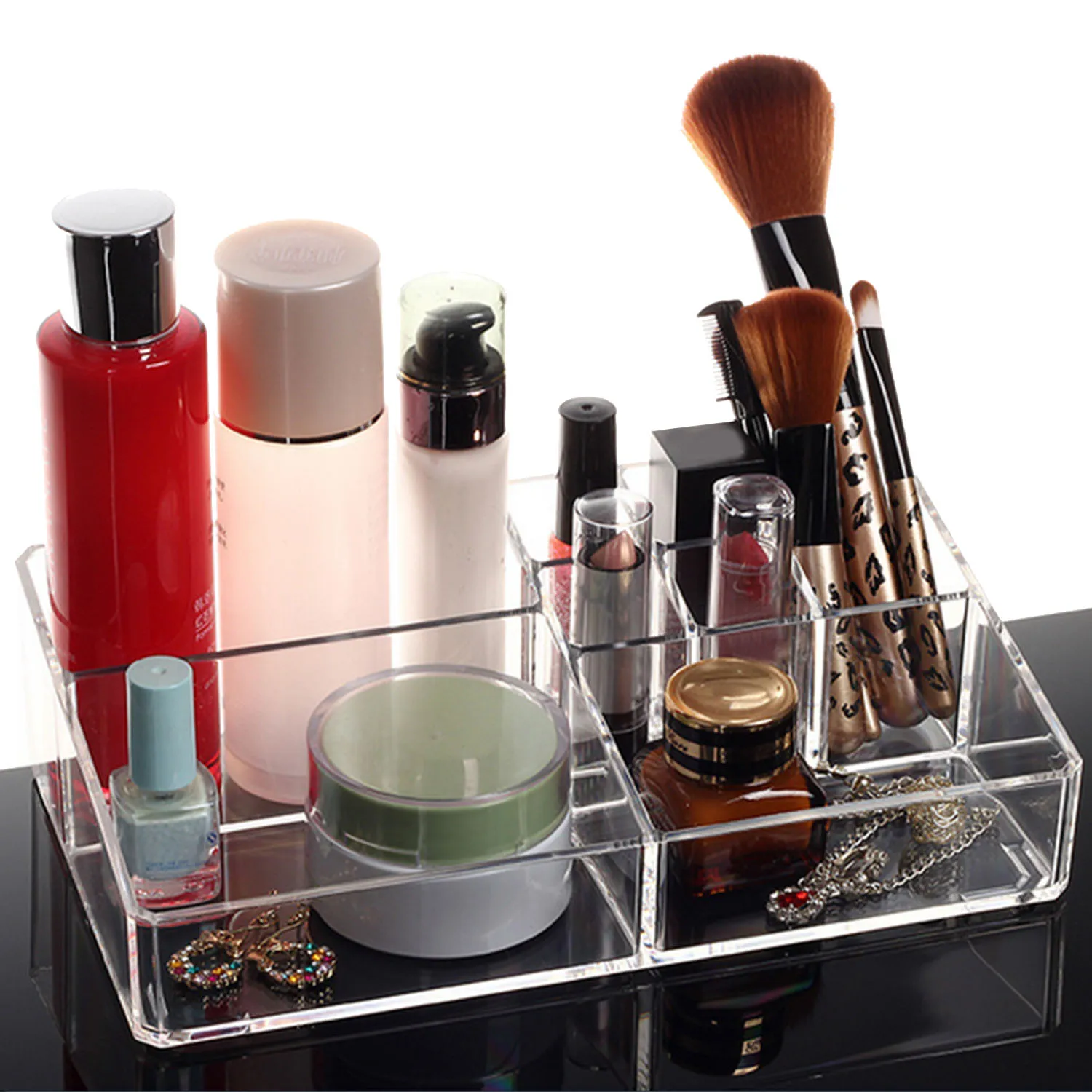 NC Clear Cosmetic Makeup Storage Display Organizer Box Lipstick Holder Stand Make up Brush Kit