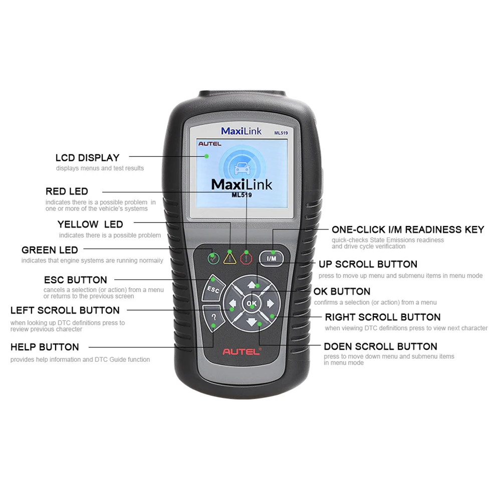Новый AUTEL ML 519 AutoLink считыватель кодов неисправностей для всех OBD2 CAN EOBD JOBD|reader|can