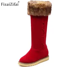 Coolcept/4 цвета, размеры 34-43, женские сапоги до колена на плоской подошве высокие сапоги на толстом меху для холодной зимы теплая женская обувь