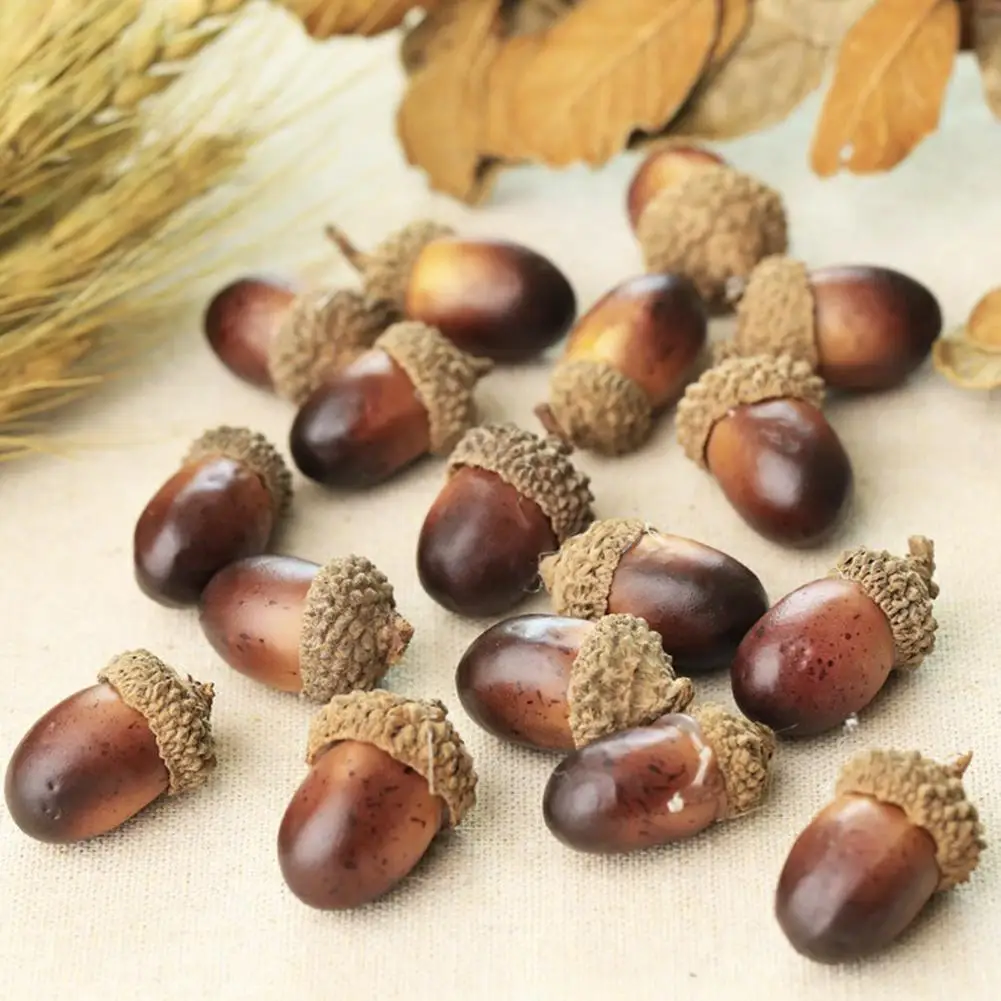 

20PCS Simulation Acorn Mini Foam Pine Nuts Christmas Tree Hanging Ornament Pendants DIY Wedding Scene Decoration Shooting Props