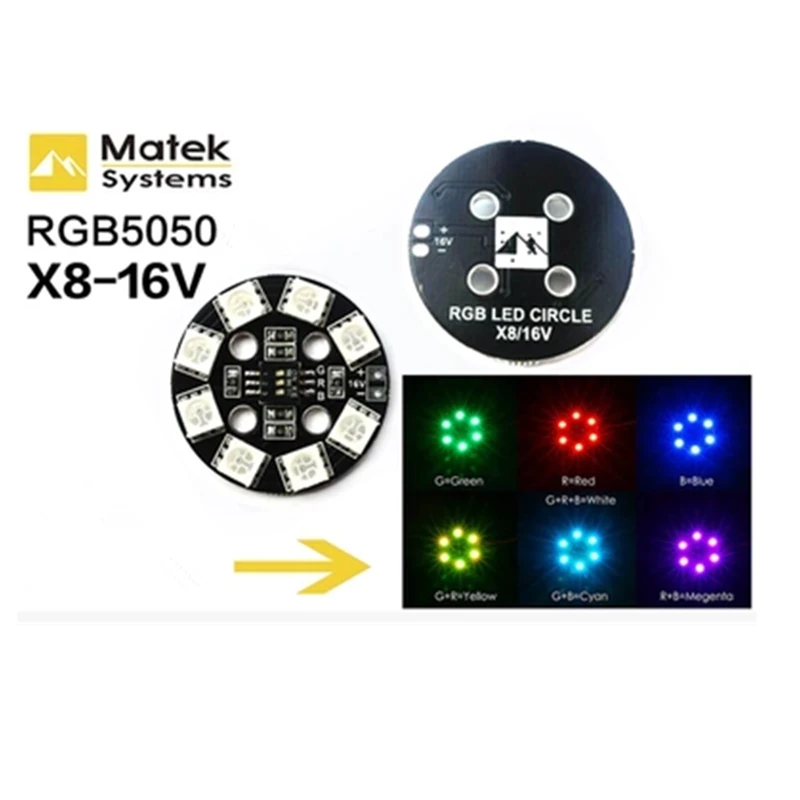Лучшая сделка Matek RGB LED круглая доска 7 цветов X8 16V для FPV RC мульти роторные части|matek