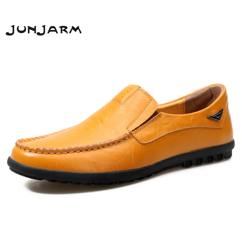 

JUNJARM 2019 New Handmade Mens Loafers Shoes High Quality Genuine Leather Men Driving Shoes Breathable Mens Moccasins Shoes