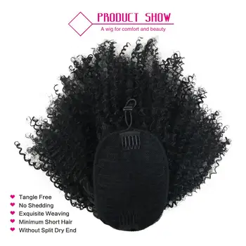 Deyngs Draw string Puff Afro Kinky Curly ponytail African American Short Wrap Synthetic clip in ponytail Hair Extensions 8inch 3