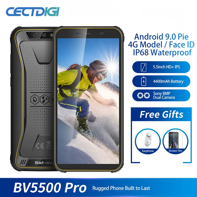 Blackview BV5500 pro IP68 Водонепроницаемый 4G мобильный телефон 3 ГБ+ 16 Гб 5," экран 4400 мАч Android 9,0 пирог две sim-карты прочный смартфон