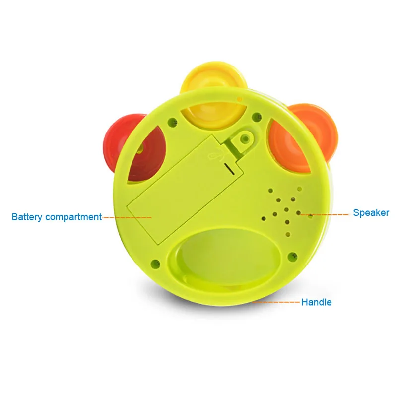 Горячая Распродажа милый светодиодный мигающий Музыкальный барабан креативные погремушки детские развивающие игрушки лучшие подарки для новорожденного-17