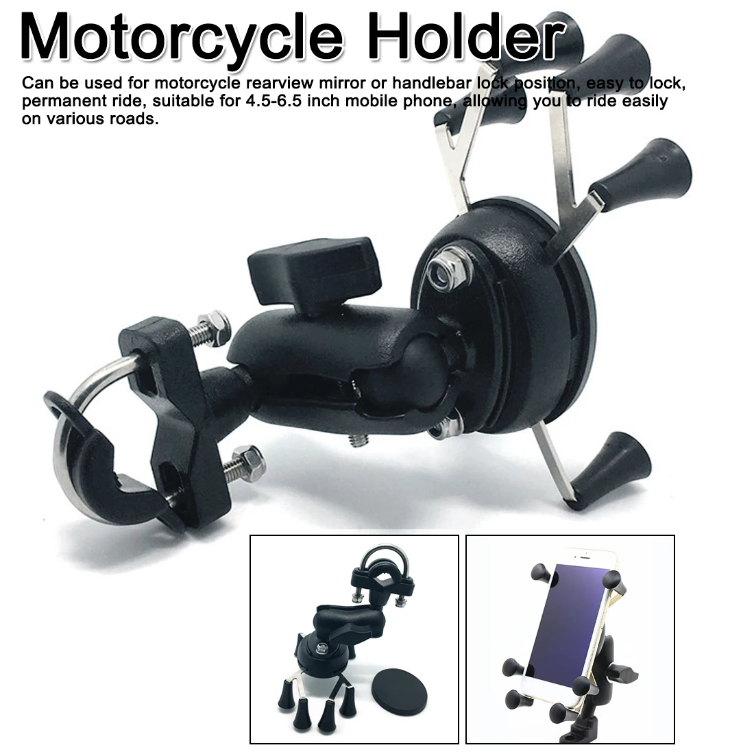 

Motorcycle Handlebar Rear Mirror Mount Rail X-Grip for Gopro CellPhone Smartphone Holder for iPhone 7 7+ 6s Ram Mounts
