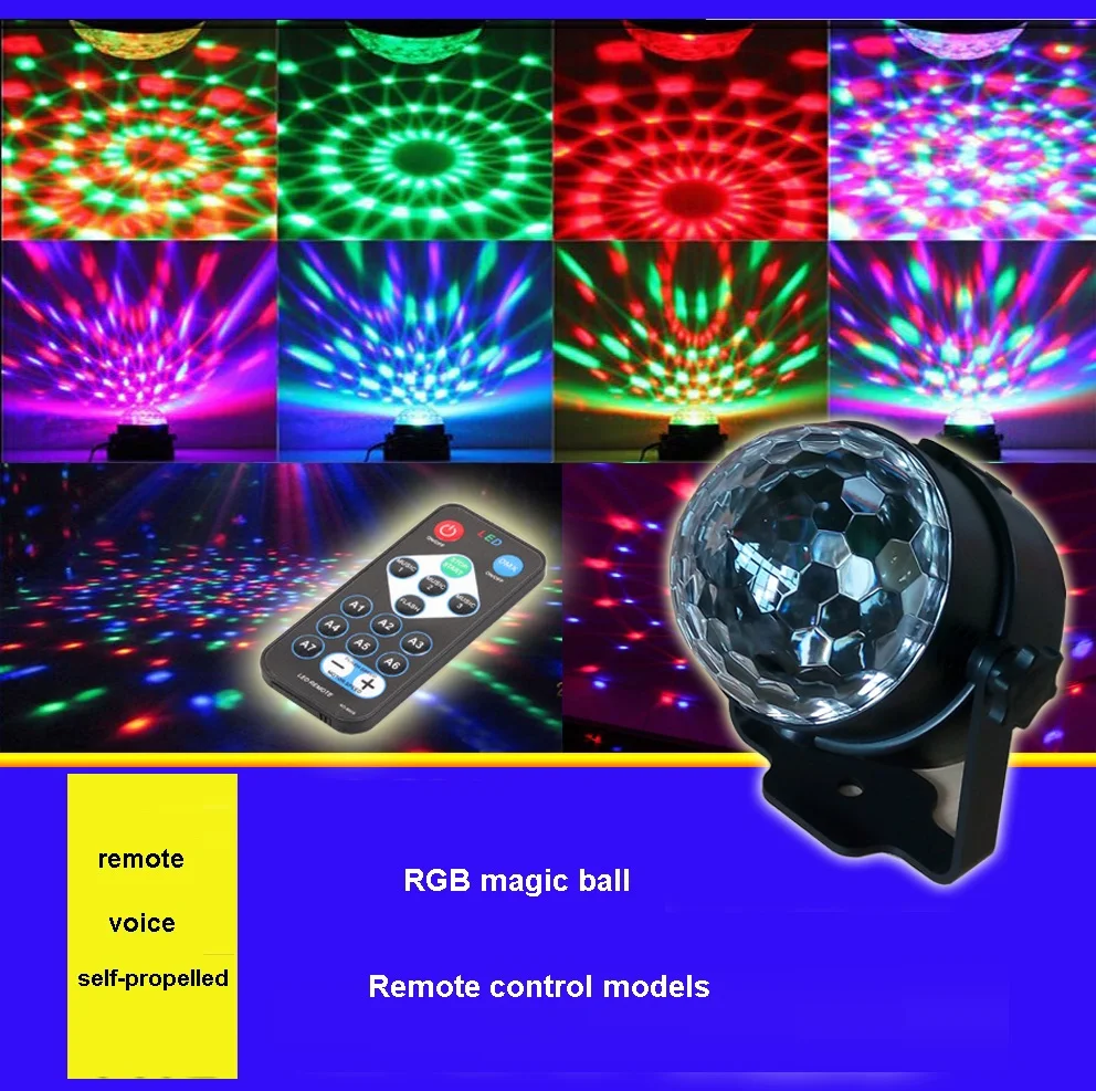 

Crystal Magic Ball Led Stage Lamp Remote control RGB stage lights rotating colorful Stage Lighting Disco Laser Light Party