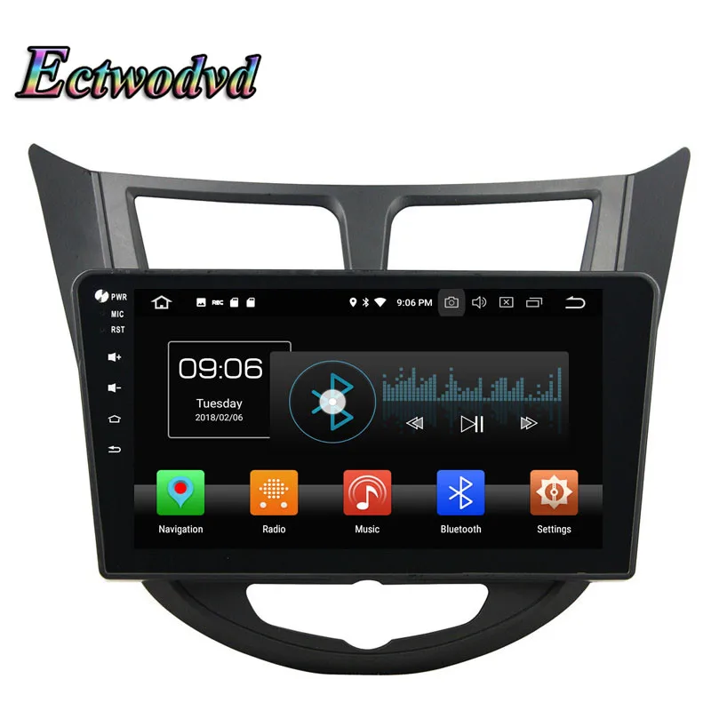 Clearance Ectwodvd Octa Core 4G RAM 64G ROM Android 9.0 Car Multimedia DVD Player GPS HeadUnit for Hyundai Verna,Accent,Solaris 2011-2012 12