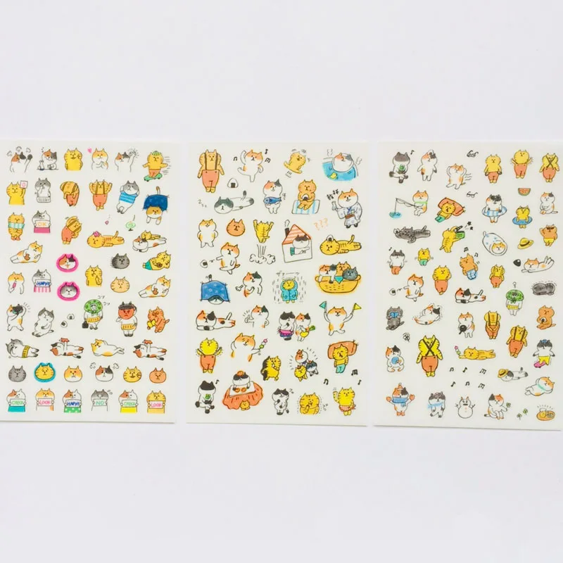6 Sheets /Pack Kawaii Cat Meow Stickers Decor DIY Stickers Notebook Album Decoration