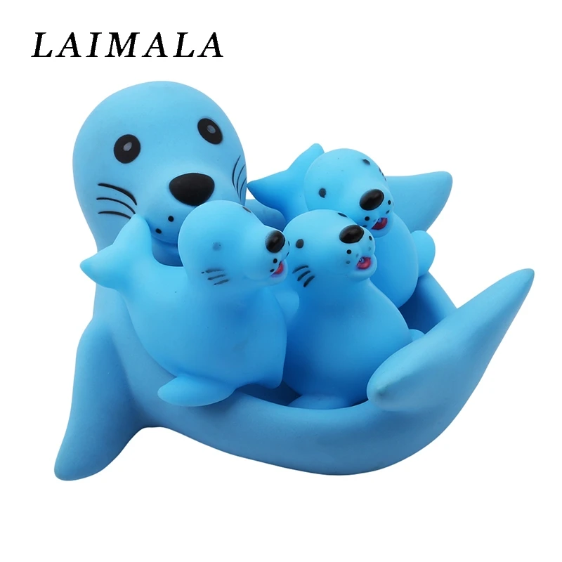Детские игрушки для ванной смешанные животные игрушки для плавания красочная мягкая плавающая резиновая утка Сжимаемый писклявый звук игрушка для купания