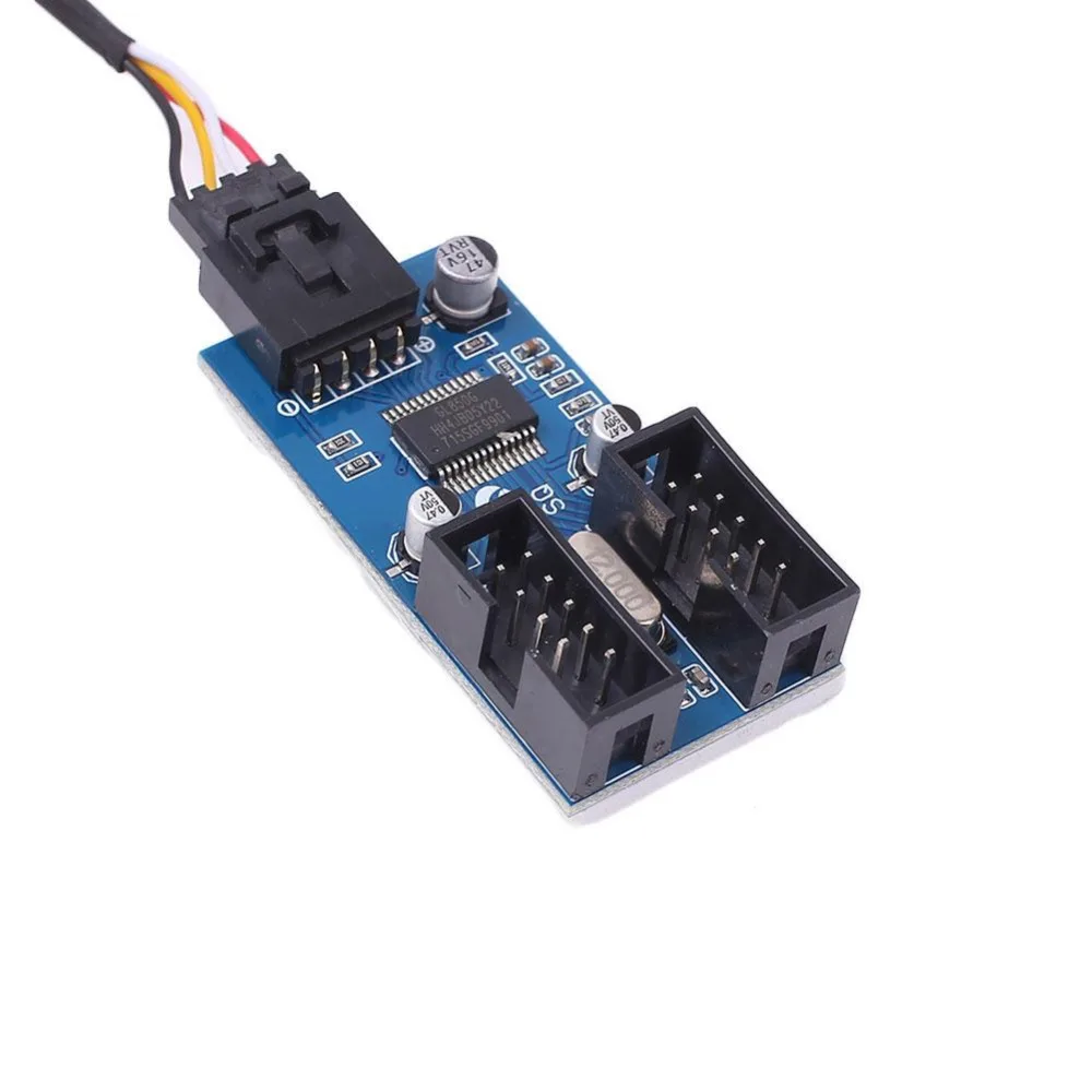 Cewaal New Motherboard USB 9Pin Multiplier Splitter 1 to 2 Extension Cable Card 9 pin Connector Port Multilier