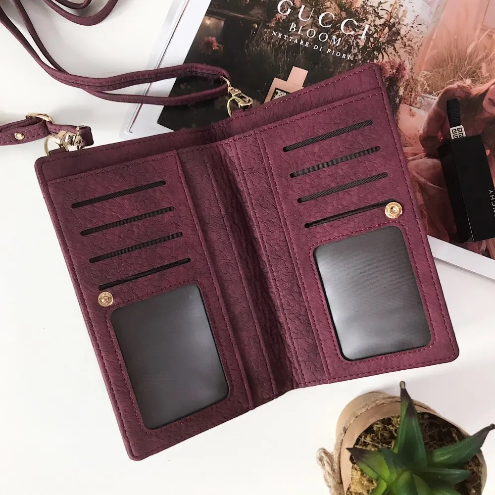 Latest Women Leather Shoulder Wallet Phone bag Case Female Multifunction Coin Change Passport Purse Card Holder Clutch For Girls