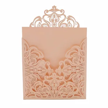 

KAZIPA 25pcs A Set Laser Cut Invitations Cards, Lace Lasercut Invitation Kit for Wedding Bridal Shower Birthday Party (Pink)