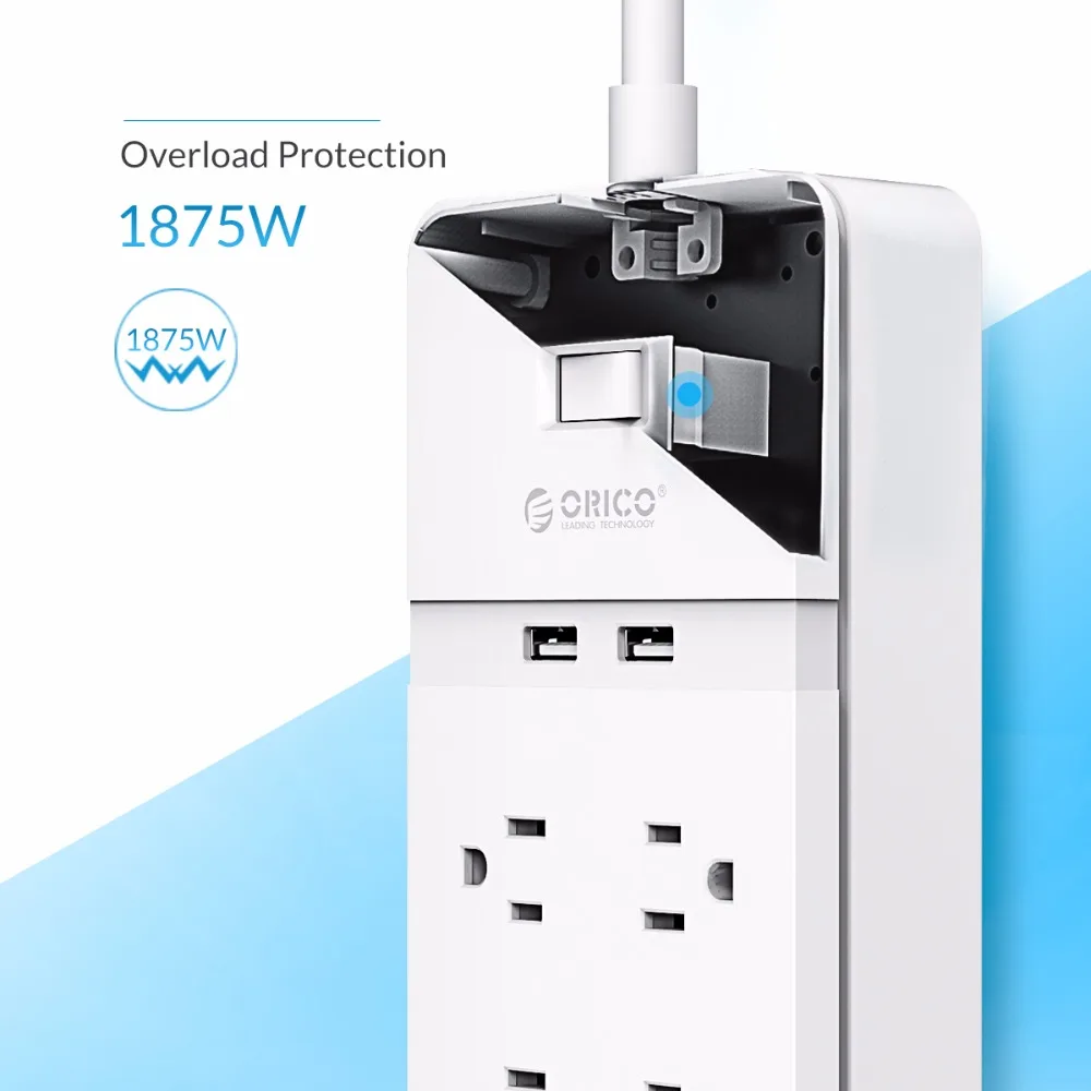 ORICO USB блок питания розетка 4 розетки переменного тока 2 usb порта для зарядки защита